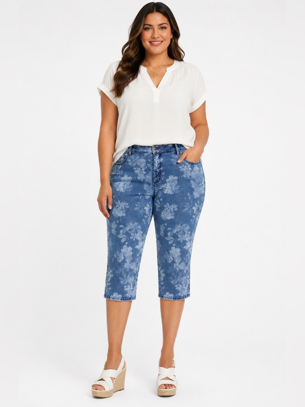 Gloria Vanderbilt Floral Print Cropped Jeans